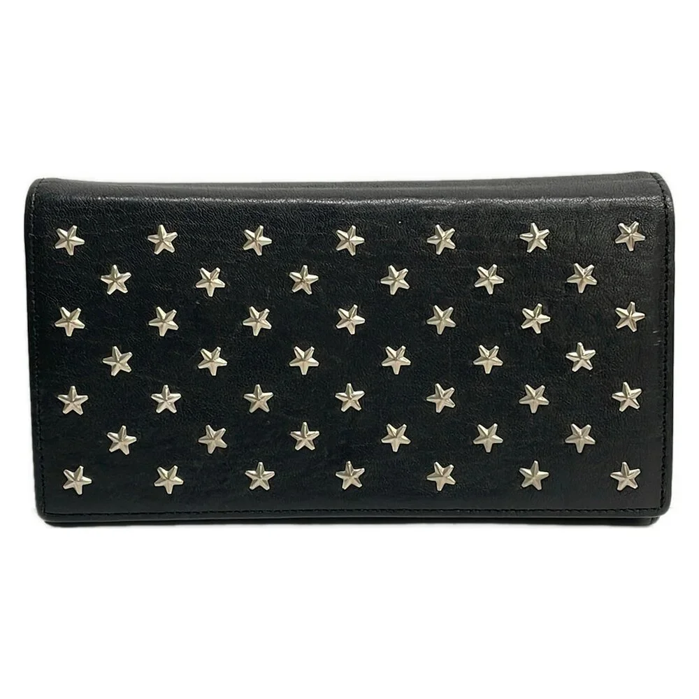 Saint Laurent PARIS Long Wallet 372404 Black Silver Leather Hardware